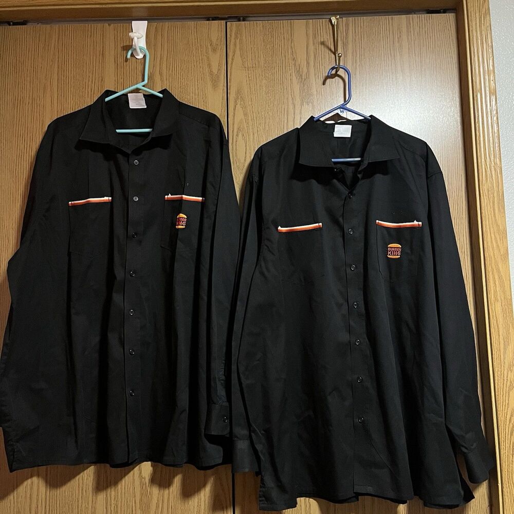 Burger King Men’s 3XL Long Sleeve Button Up ManagerWork Shirts Black